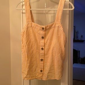 J. Crew Factory Striped Linen-
Blend Button-Front Tank Top
Yellow Sz Medium